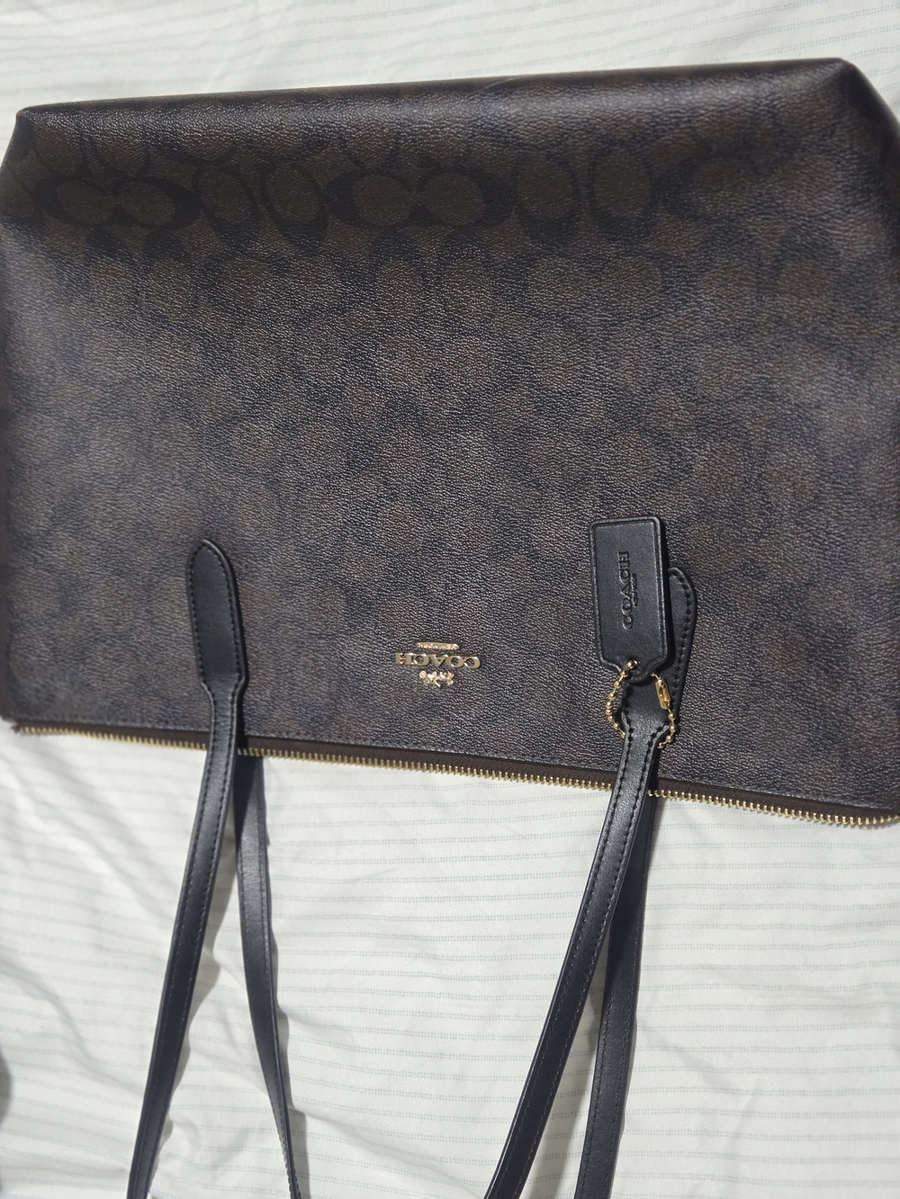 Coach Signature Brown Tote Bag with Black Straps - Picture 8 of 14